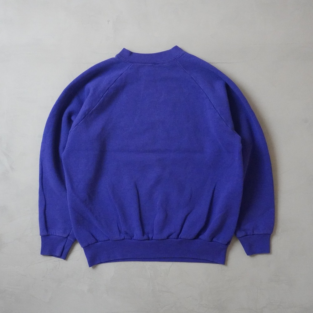 Vintage Blank Raglan Sweatshirt Large Mens 90s Purple Crewneck Pullover Fleece - Picture 2 of 7